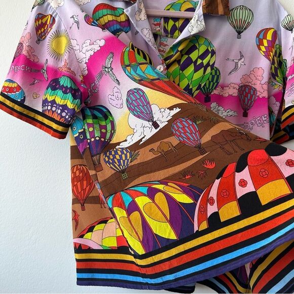 Peech Silk Colourful Hot Air Balloon Short sleeve Shirt - Picture 5 of 14